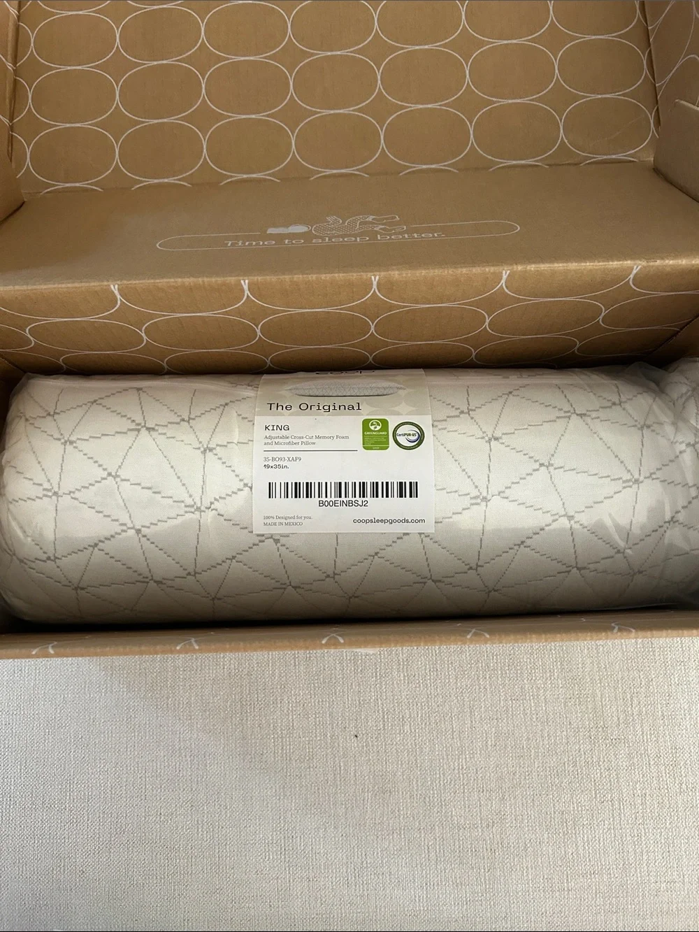 COOP Sleep Original Adjustable Pillow, King Size, NWT